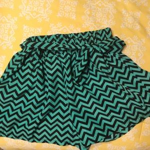 Green and black soft chevron shorts